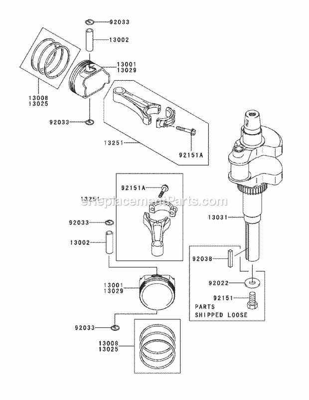 Fh721v As26 Piston & Crankshaft Diagram and Parts List for M60-KW 53BB5D8X750 Cub Cadet Sprayer